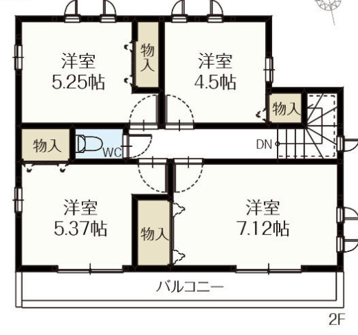 【仲介手数料無料】所沢市弥生町２期全２棟２号棟　所沢の不動産なら西武ハウジングの間取り