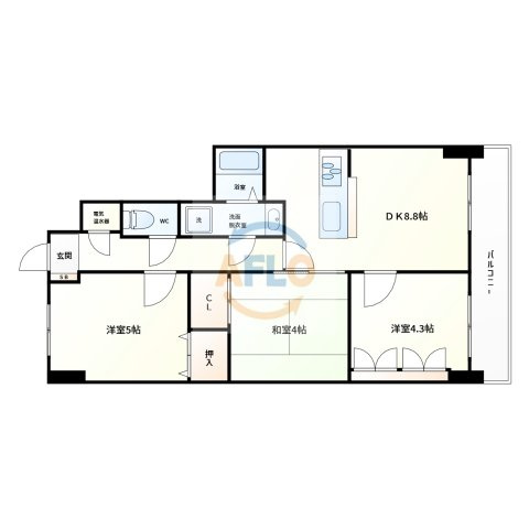 パインコート松屋町　中央小学校区の間取り|パインコート松屋町　間取り