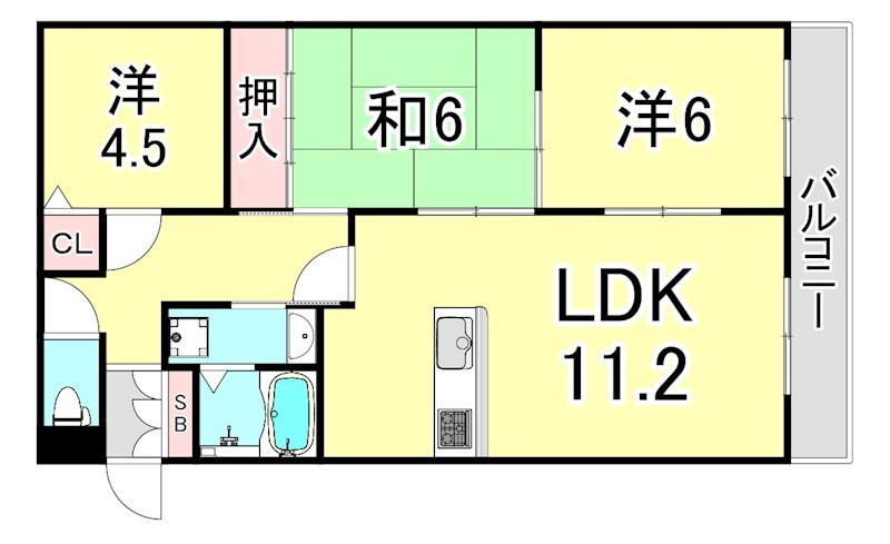 レグリス甲東園EASTの間取り