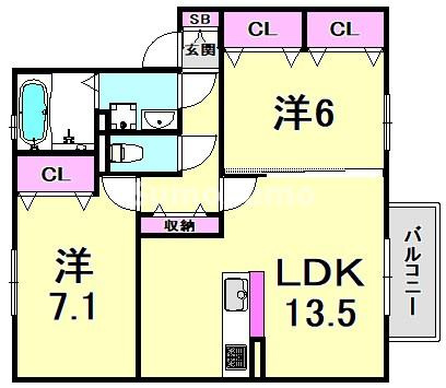 ディアコート神戸Ⅱの間取り