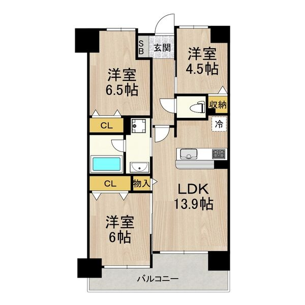 フロンティアタワー難波EAST(旧:グランソレイユ日本橋)の間取り