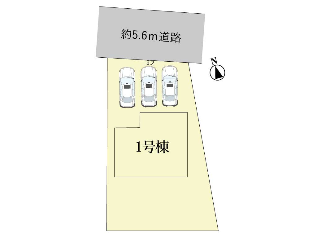 亀山市布気町《1号棟》の区画図|駐車スペース3台