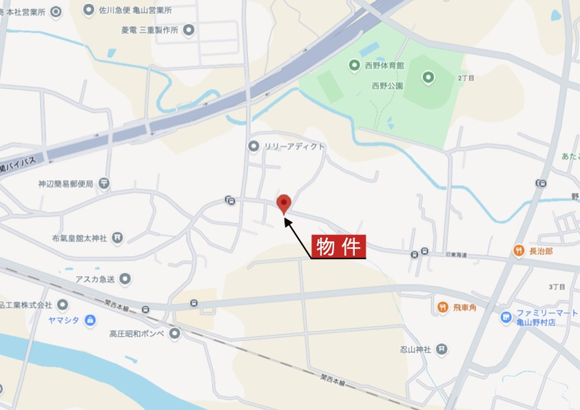 亀山市布気町《1号棟》の地図|広域Map