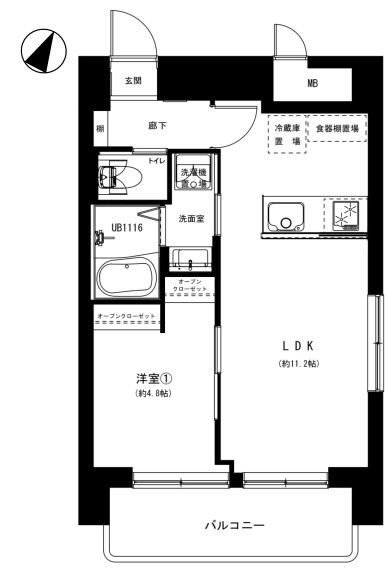 永谷ヒルプラザ六本木の間取り|永谷ヒルプラザ六本木：南東向きワイドバルコニーが付いた１ＬＤＫ新規内装リノベーション物件は令和８年８月下旬完成予定です♪