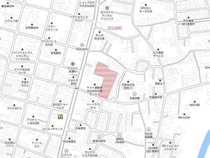 都城市志比田町の売地の土地図
