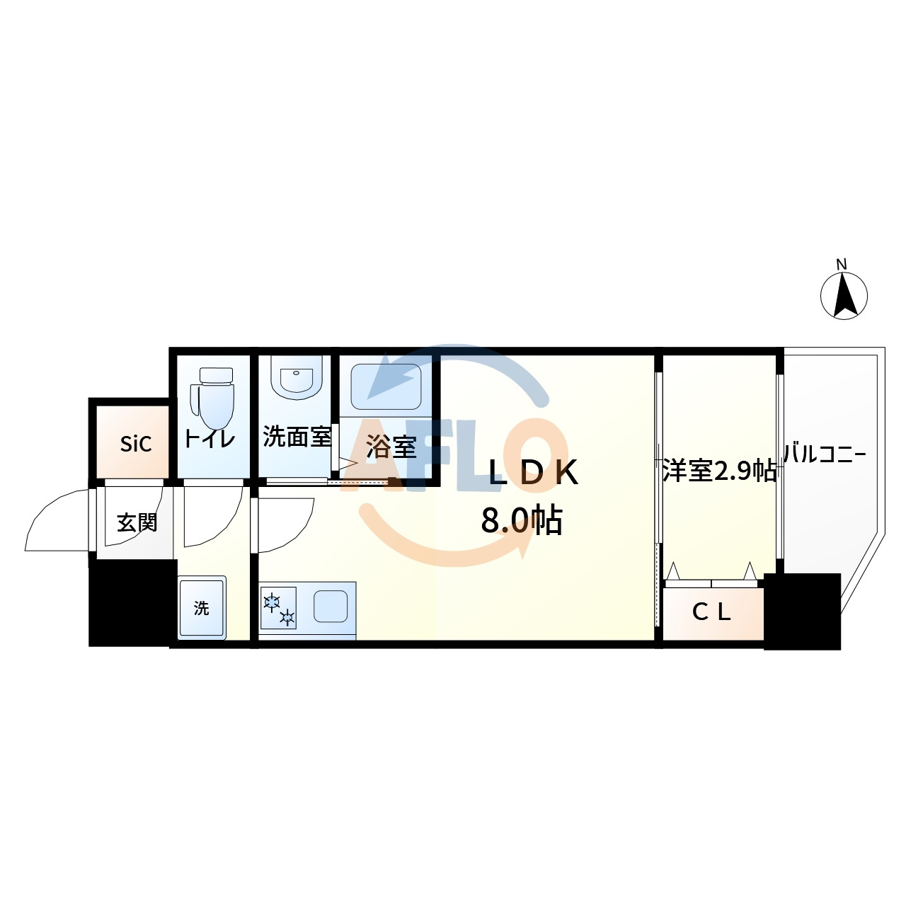 プライムアーバン南森町の間取り|プライムアーバン南森町　開放感のある間取り