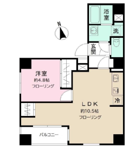 LOTUS　KAMATAロータスカマタ　の間取り|南向き4面角部屋の1LDK
1フロア1部屋のプライベート空間！