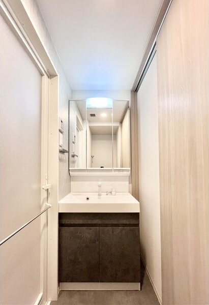 S-RESIDENCE大曽根bresaの洗面所|3面鏡です