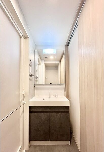 S-RESIDENCE大曽根bresaの洗面所|3面鏡です