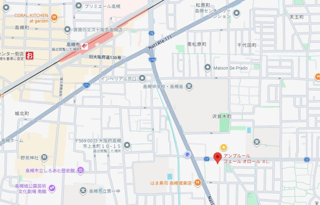 高槻市藤の里町の賃貸マンションの地図