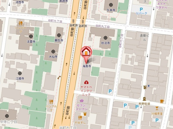 大阪市中央区谷町９丁目の店舗事務所の地図