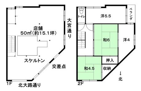 北大路大宮　貸店舗の間取り