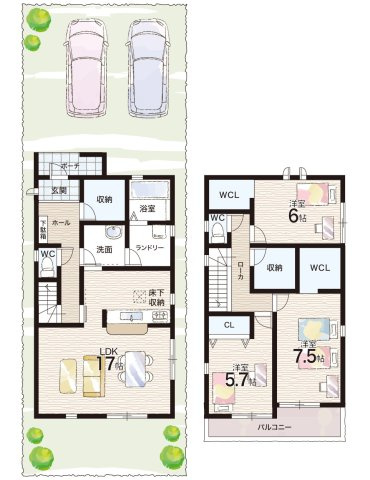 神戸市須磨区北落合　第4期　新築一戸建ての間取り|1号地
