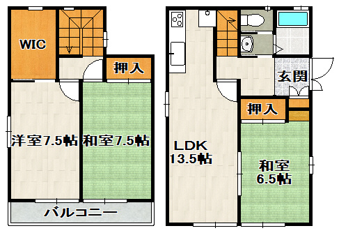 伊孑志2丁目貸家の間取り