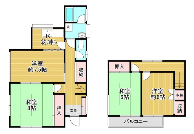桶川市坂田西3丁目 中古戸建 ～開放感ある公道角地・カースペース2台～の間取り