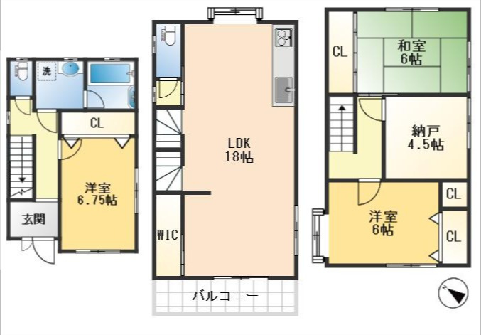 吹田市南正雀2丁目　中古戸建の間取り