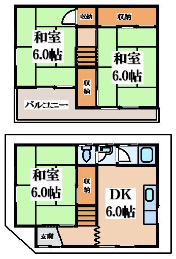 【間取り】 | 福万寺町５丁目貸家