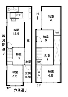 西洞院六条京町家の間取り