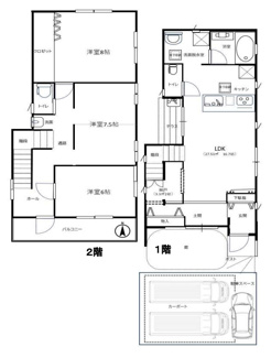 【間取り】 | 所沢市山口　令和4年築 | 3LDK ／ 土地面積:223.55ｍ2 ／ 建物面積:105.78ｍ2