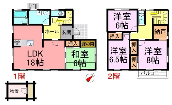 丹波篠山市河内台の中古一戸建の間取り