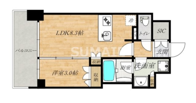 ドゥーエ大宮Ⅱの間取り|綺麗な1LDKです。