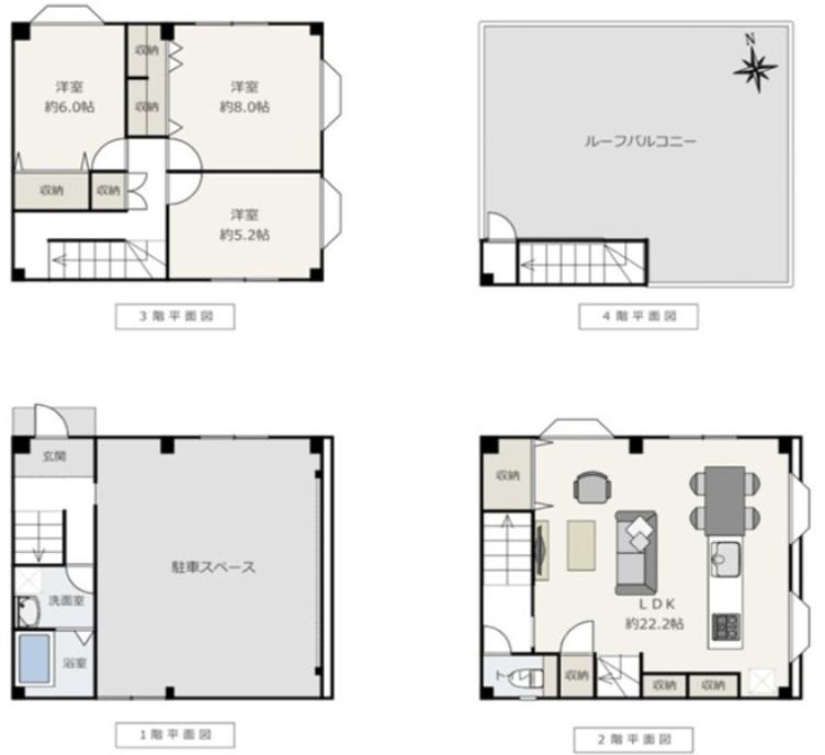 小若江2丁目中古戸建の間取り|全室洋室で収納スペースも豊富にございます！ファミリー様にオススメです♪