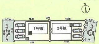 【仲介手数料０円】平塚市日向岡　第4　新築一戸建て　全2棟の区画図|平塚市日向岡　第4　新築一戸建て　全2棟