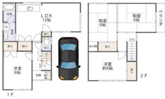 大成町車庫付き戸建の間取り