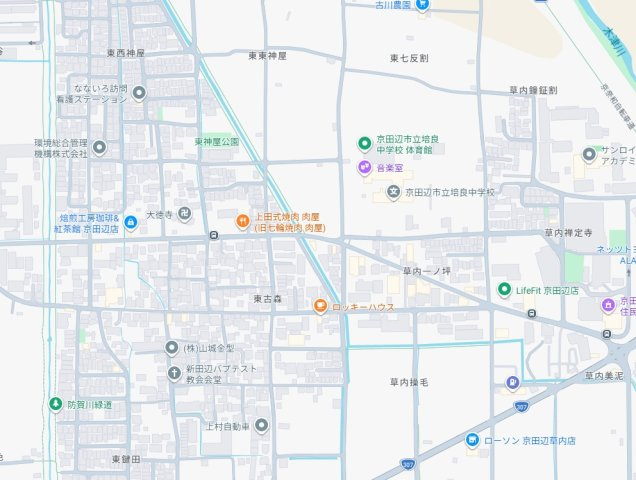 京田辺市東古森　新築一戸建ての地図