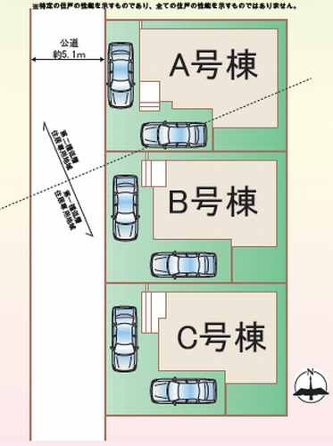 【仲介手数料０円】相模原市緑区町屋1丁目　新築一戸建て　全3棟の区画図|相模原市緑区町屋1丁目　新築一戸建て　全3棟