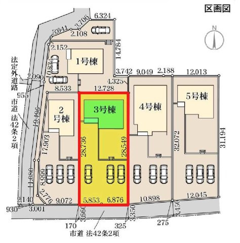 新築　渋川市金井第17　Livele Garden.S　3号棟の区画図|3号棟　区画図　南側接道幅員約3.3ｍ　	
