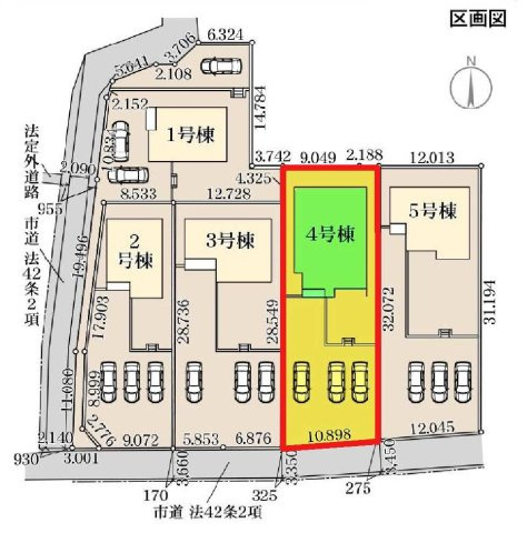 新築　渋川市金井第17　Livele Garden.S　4号棟の区画図|4号棟　区画図　南側接道幅員約3.3ｍ　	
