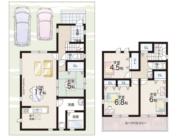 ★野洲市近江富士　第1期　新築一戸建ての間取り|2号地