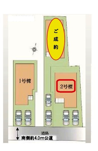 東村山市野口町4丁目・全3棟　新築一戸建　2号棟の区画図|【全3棟・2号棟】カースペース並列2台・土地面積152.24平米（約46.05坪）