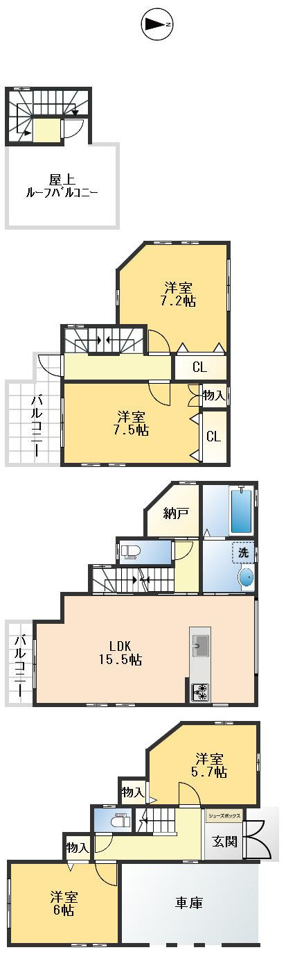 豊中市庄内宝町2丁目　中古戸建の間取り