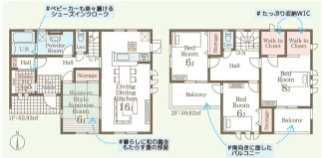 リーブルガーデンS第17渋川金井　3号棟の間取り|収納充実♪南向きの4LDKで陽当たり良好な間取りです！
土地面積365.00㎡、建物面積122.55㎡で十分な広さです！