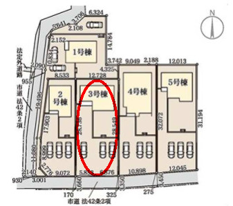 リーブルガーデンS第17渋川金井　3号棟の区画図|駐車場3台以上ご用意しています！来客時も重宝します♪