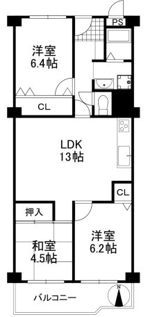 【間取り】 | ☆春日丘ｸﾞﾘ-ﾝﾊｲﾂB棟