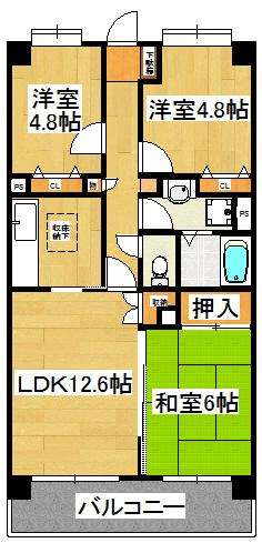 サニーフォレスト藤原弐番館の間取り|３LDKです