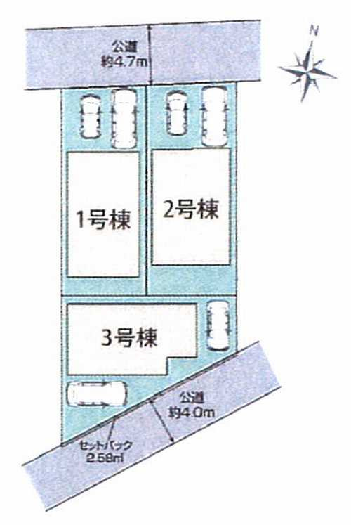 茅ヶ崎市東海岸南6丁目　新築戸建全3棟　1号棟の区画図