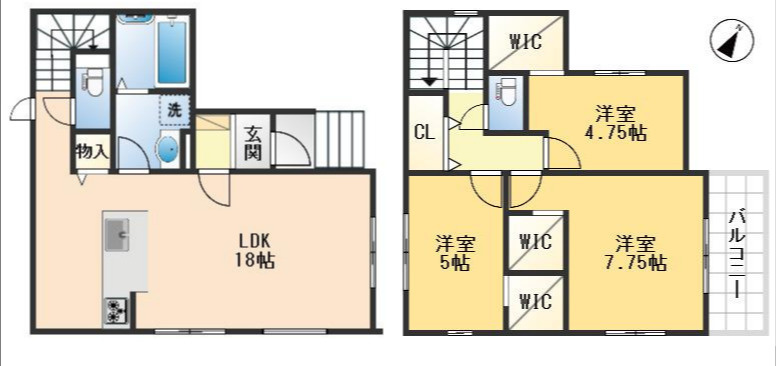 豊中市夕日丘3丁目　新築戸建の間取り