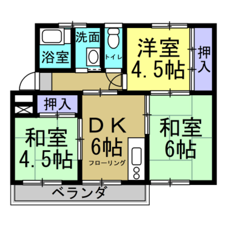 知多郡阿久比町大字宮津字小廻間　宮津団地24号棟の間取り