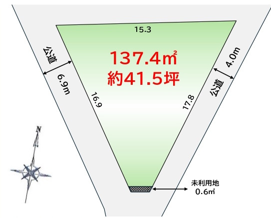 敷地面積約41.5坪　売地　蓮田市江ヶ崎②
