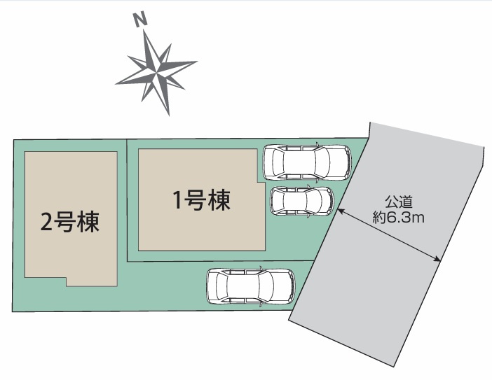 上田東町新戸建　2号棟の区画図