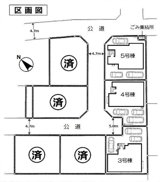 愛甲郡愛川町中津　3棟の区画図