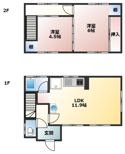貸家(介良乙1922-9)中屋邸の間取り
