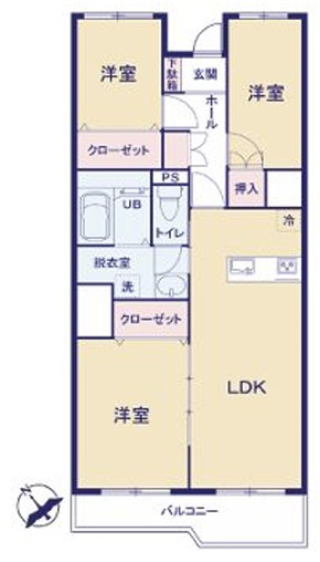 最上階・角部屋！これだけでまずイイでしょ？築年数を感じさせない仕様で生まれ変わった内装もナイスでしょ？シンプルだからこその良さが全開な【グリーンヒルズ横浜Ａ棟】リノベーションの間取り