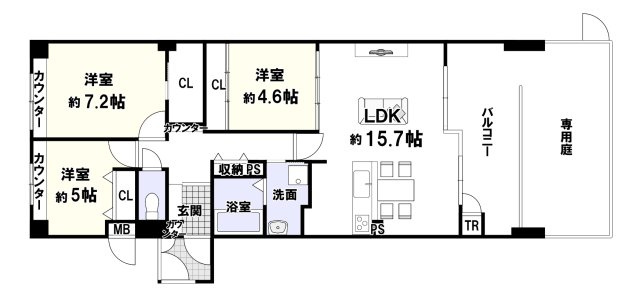 サンメゾン枚方朝日丘かえで館の間取り