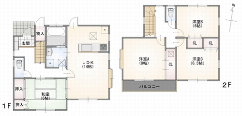 【間取り】 | 【仲介手数料０円】小田原市下堀　中古一戸建て | 小田原市下堀　中古一戸建て