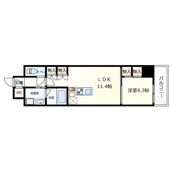 S-RESIDENCE大阪上本町の間取り|S-RESIDENCE大阪上本町　間取り